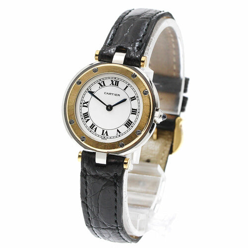 CARTIER 84038243 Santos Round SM YG Bezel Quartz Women's Watch