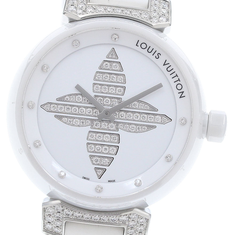 LOUIS VUITTON Q13M4 Tambour Forever 10P Diamond Lug Quartz Women's Watch (Good Condition)