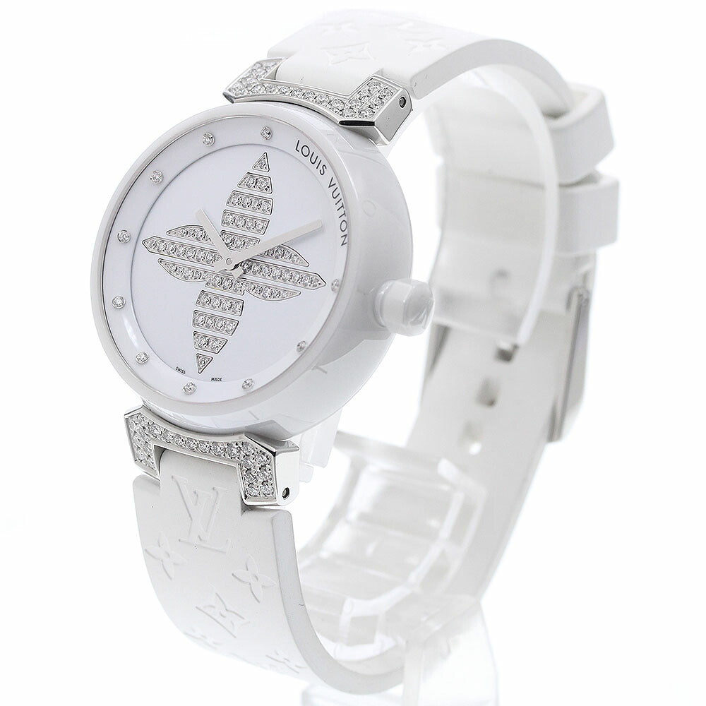 LOUIS VUITTON Q13M4 Tambour Forever 10P Diamond Lug Quartz Women's Watch (Good Condition)