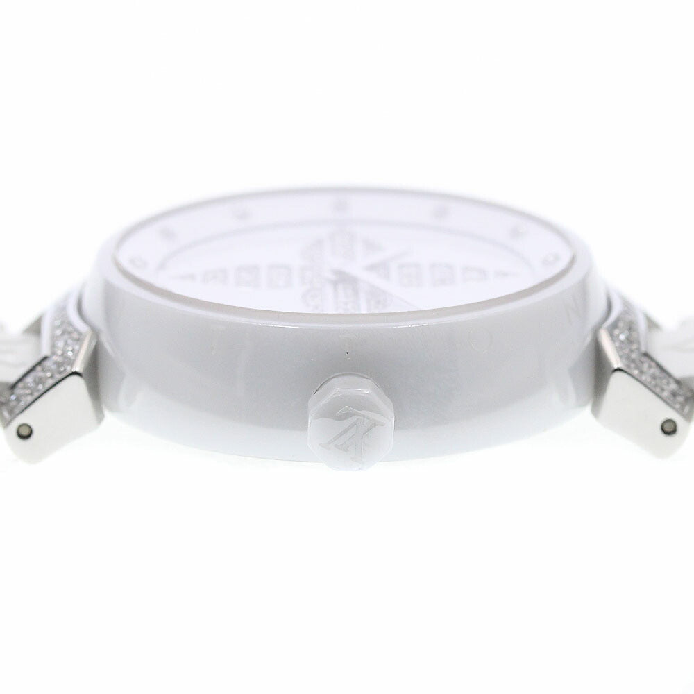 LOUIS VUITTON Q13M4 Tambour Forever 10P Diamond Lug Quartz Women's Watch (Good Condition)