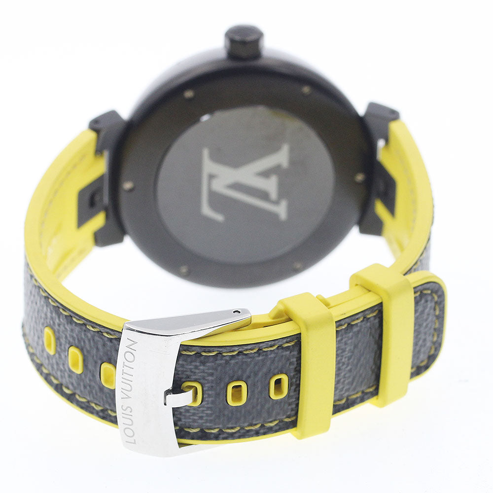 LOUIS VUITTON Q1D22 Tambour All Black Date Small Seconds Automatic Men's Watch (Good Condition)