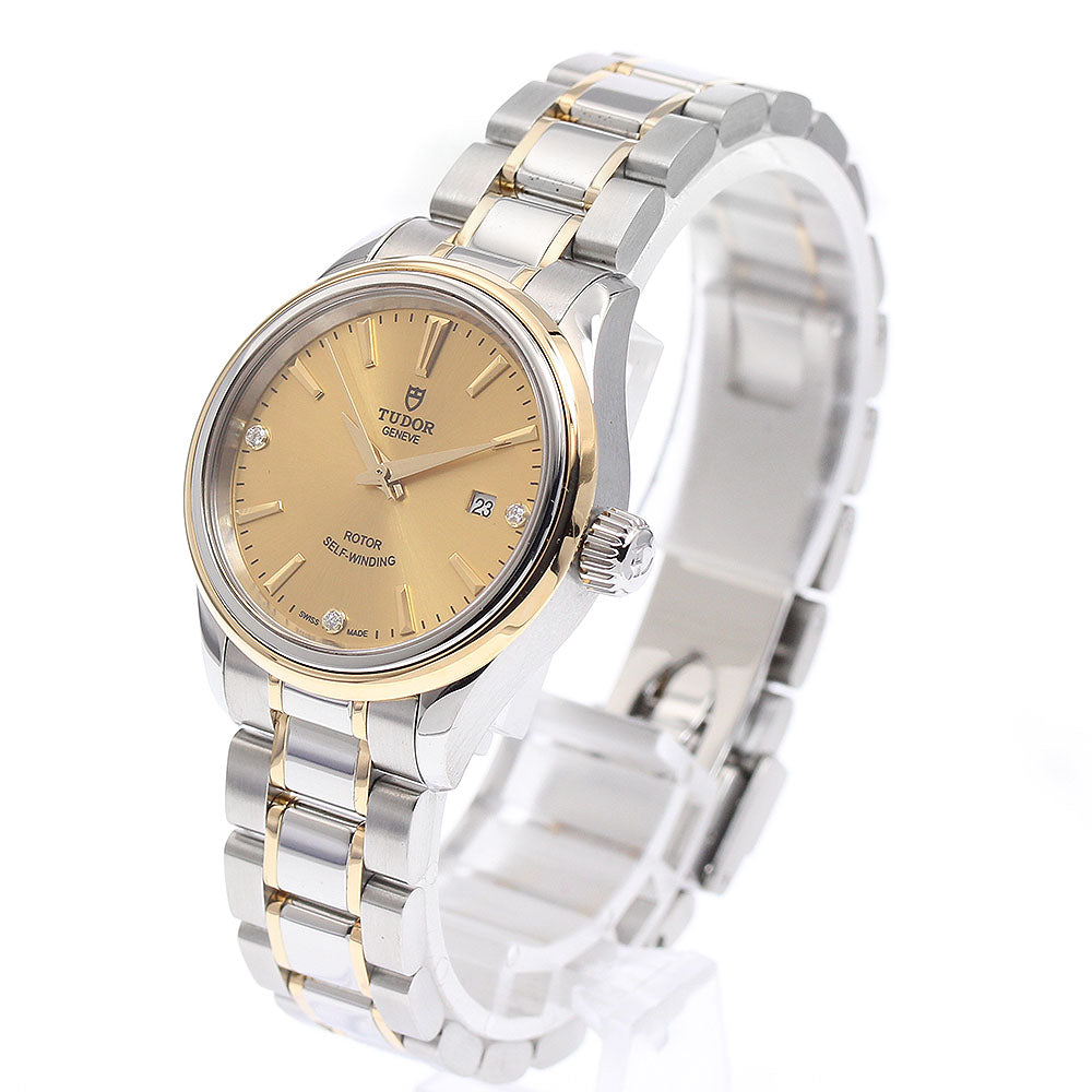 TUDOR 12103 Style 3P Diamond Yellow Gold Combination Automatic Ladies' Watch Excellent Condition with Warranty.
