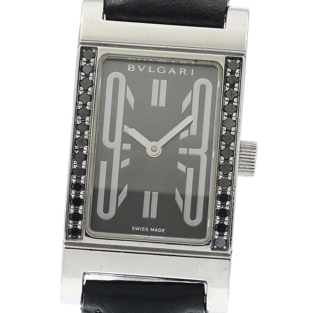 BVLGARI RT39S Rettangolo Black Diamond Quartz Women's Watch