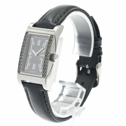 BVLGARI RT39S Rettangolo Black Diamond Quartz Women's Watch