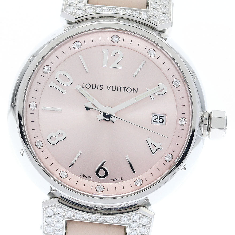 LOUIS VUITTON Q121Y Tambour Blush Diamant PM 12P Diamond Lug Quartz Women's Watch