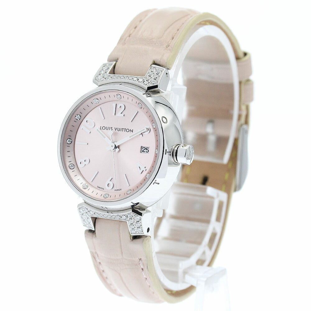 LOUIS VUITTON Q121Y Tambour Blush Diamant PM 12P Diamond Lug Quartz Women's Watch