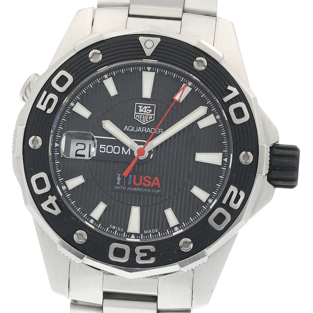TAG Heuer WAJ2118 Aquaracer Caliber 5 America's Cup Commemorative Model Date Automatic Men's Excellent Condition with Warranty.