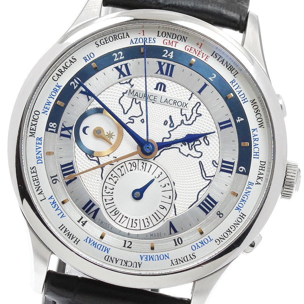 MAURICE LACROIX MP6008-SS001-110 Masterpiece Worldtimer GMT Automatic Men's Watch (Good Condition)
