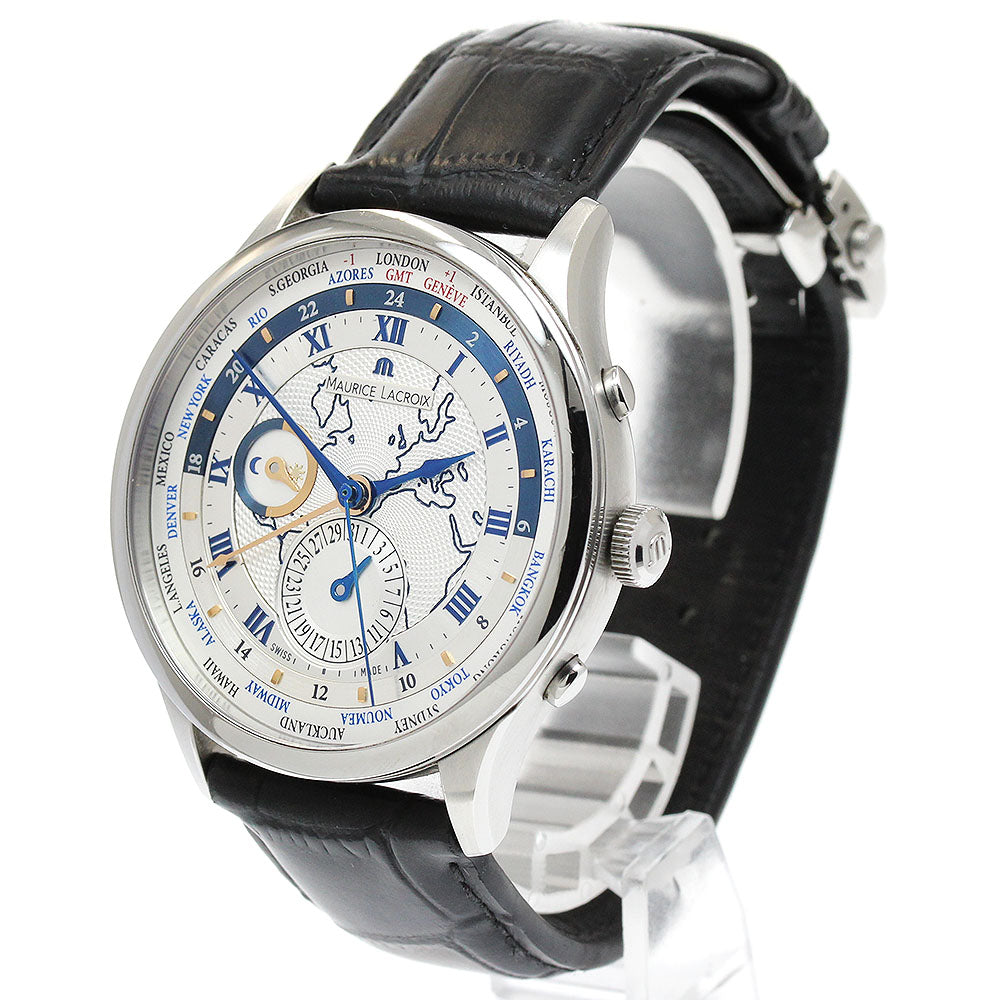 MAURICE LACROIX MP6008-SS001-110 Masterpiece Worldtimer GMT Automatic Men's Watch (Good Condition)