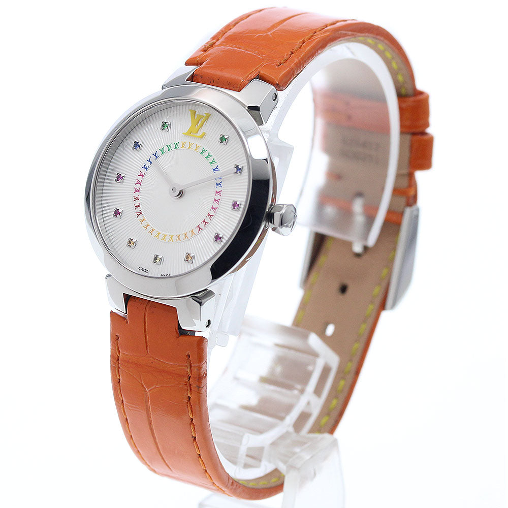 LOUIS VUITTON QA158 Tambour Slim PM 11P Multi-Stone Quartz Women's Watch (Good Condition)