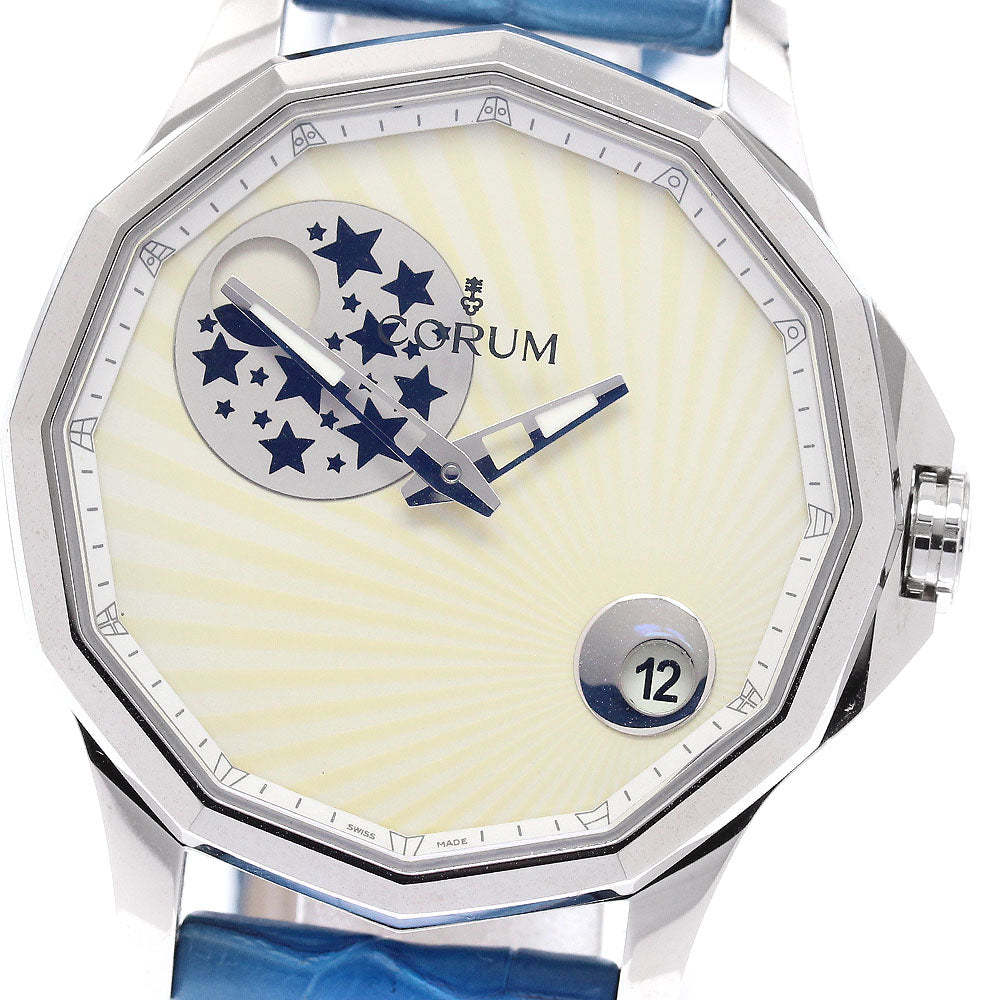 CORUM A384/03121 Admiral's Cup Legend 38 Mystery Moon Diamond Bezel Quartz Boys' Watch Excellent Condition with Warranty.