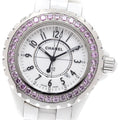 CHANEL H1181 J12 Pink Sapphire Bezel Date Quartz Women's Watch