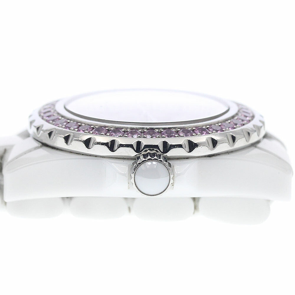 CHANEL H2010 J12 Pink Sapphire Bezel 12 Diamond Quartz Women's Watch