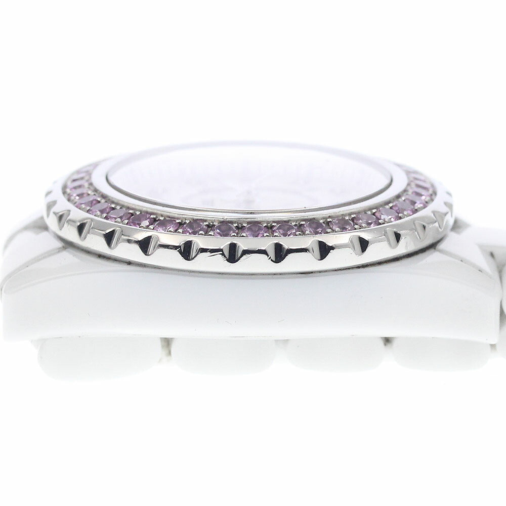 CHANEL H2010 J12 Pink Sapphire Bezel 12 Diamond Quartz Women's Watch