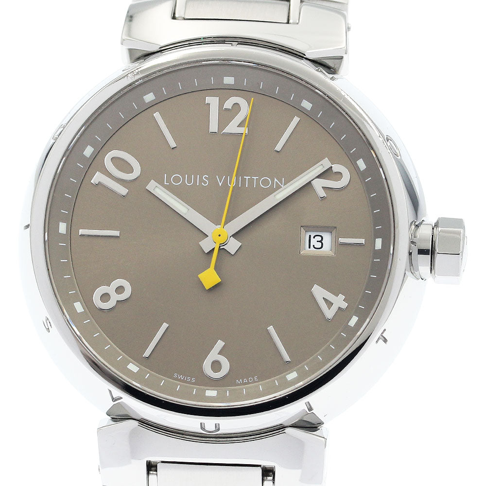 LOUIS VUITTON Q1112 Tambour Date Quartz Men's Watch Excellent Condition with Box and Warranty Card