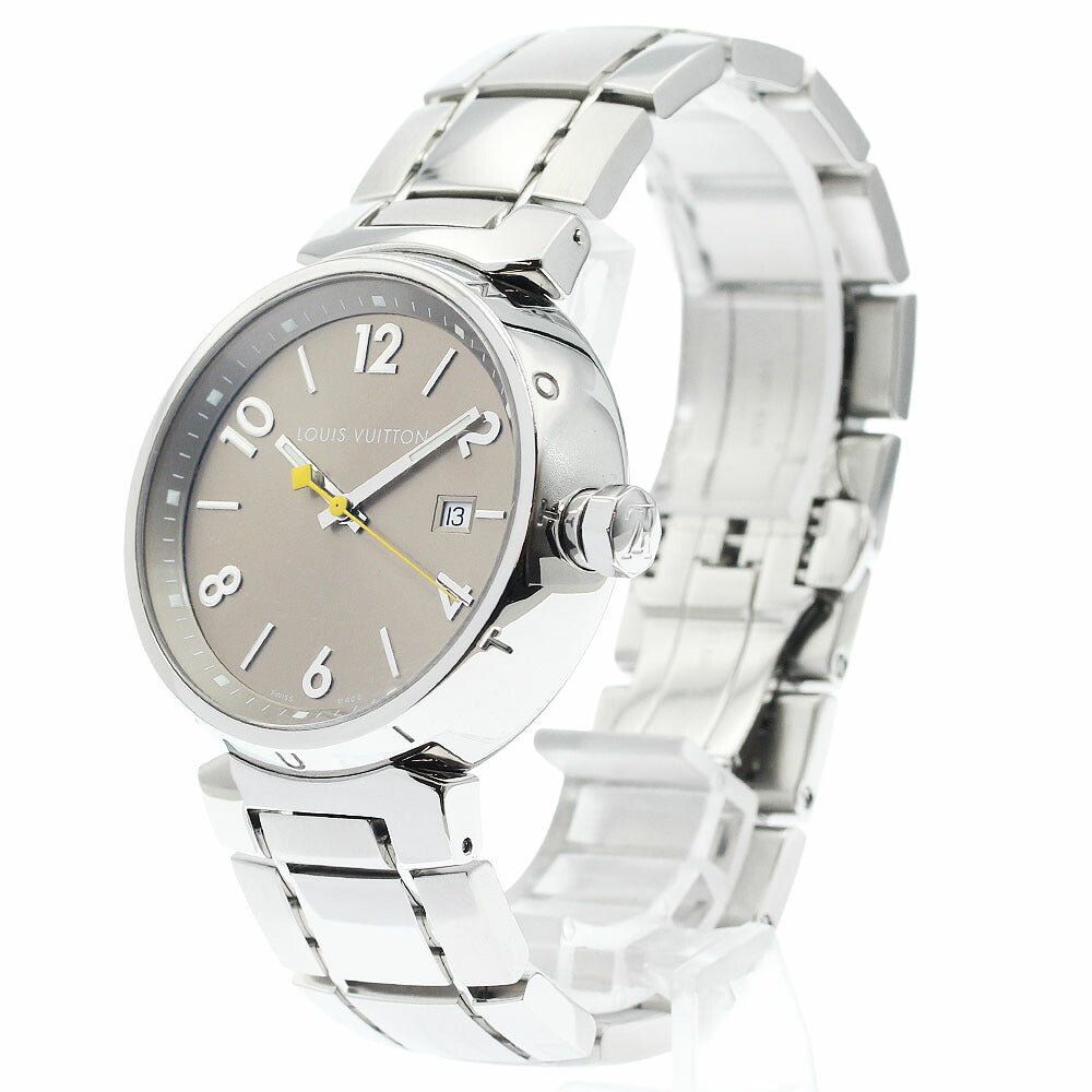 LOUIS VUITTON Q1112 Tambour Date Quartz Men's Watch Excellent Condition with Box and Warranty Card