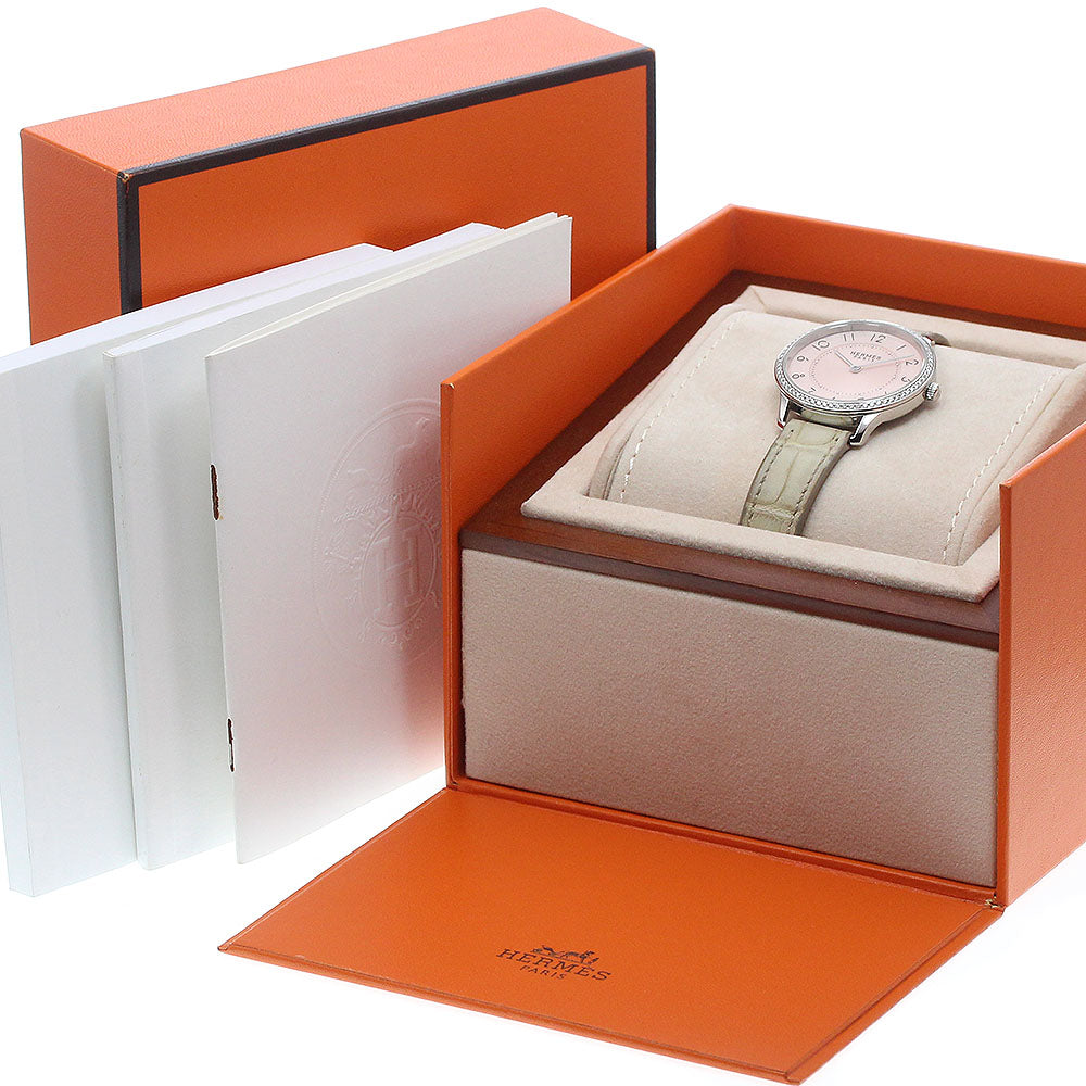 HERMES CA2.230 Slim de Diamond Bezel Quartz Women's Watch with Inner Box and Warranty Card