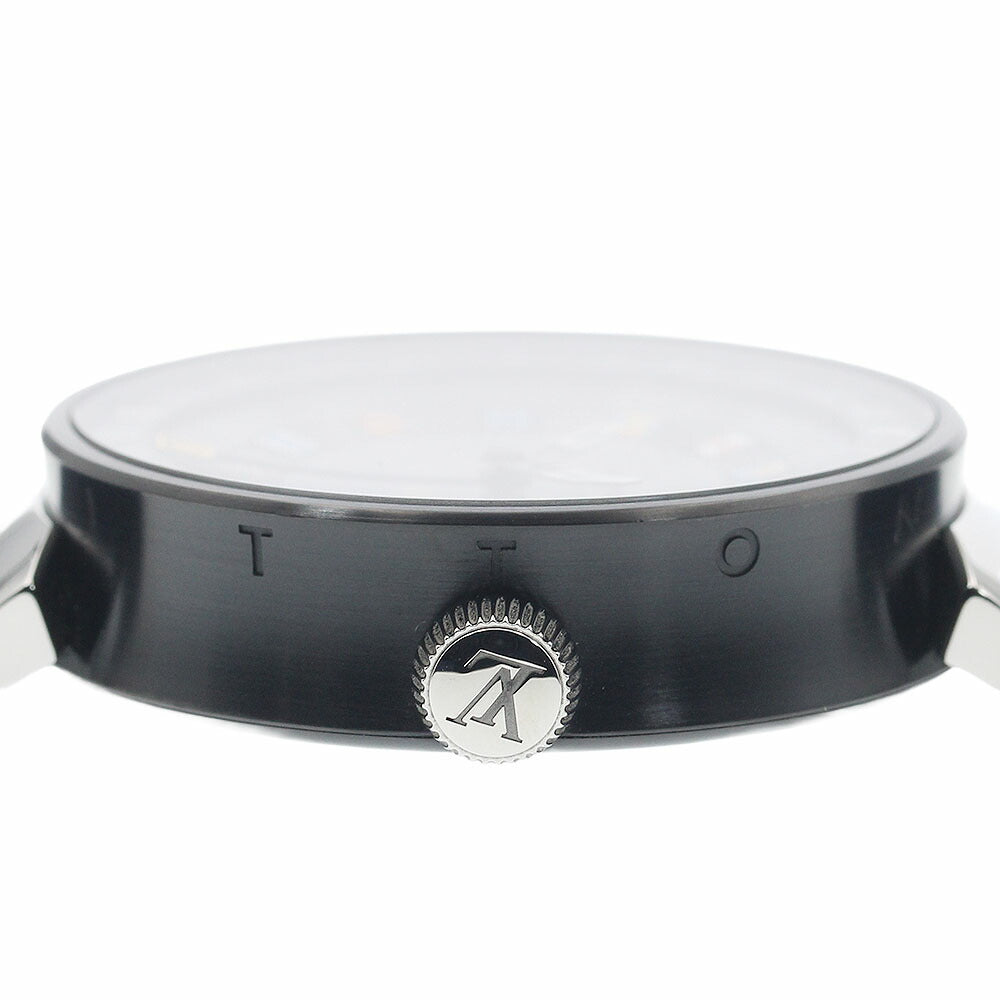 LOUIS VUITTON QA097 Tambour Moon Dual Time GMT Quartz Men's Watch Excellent Condition with Box and Warranty Card