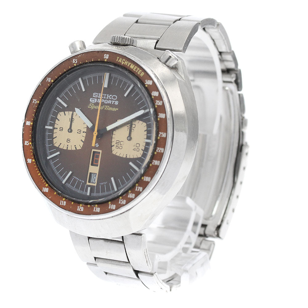 SEIKO 6138-0040 5 Sports Speedtimer Chronograph Brown Horse Automatic Men's Watch