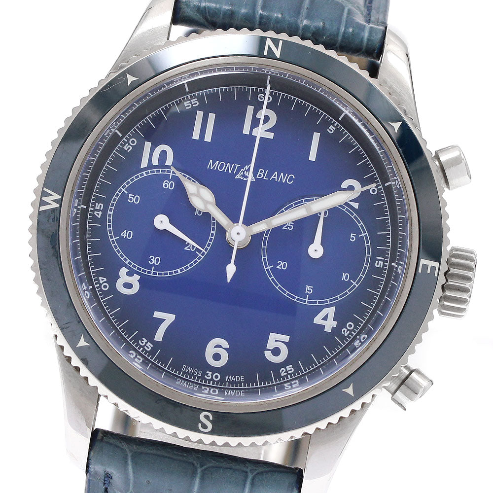 MONTBLANC 126912 1858 Automatic Chronograph Self-winding Men's Watch Excellent Condition with Warranty Card
