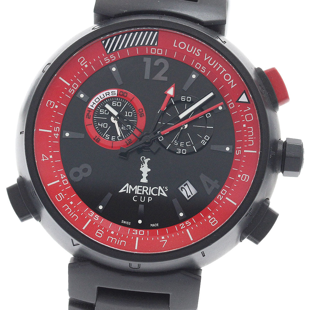 LOUIS VUITTON Q101A Tambour America's Cup Chronograph Quartz Men's Watch with Box