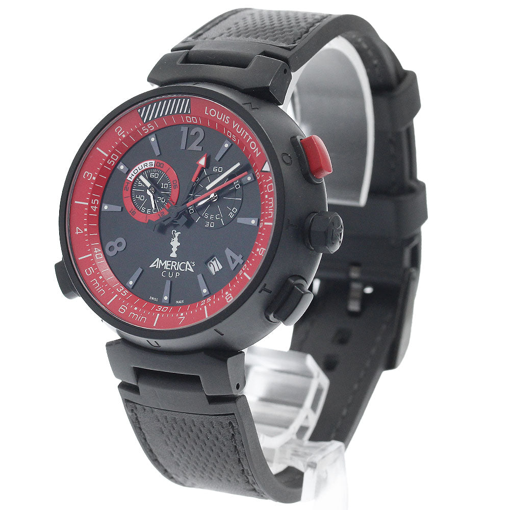 LOUIS VUITTON Q101A Tambour America's Cup Chronograph Quartz Men's Watch with Box