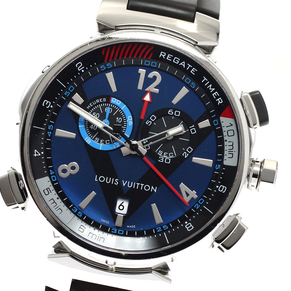 LOUIS VUITTON Q102D Tambour Regatta Chronograph Alarm Quartz Men's Watch with Box and Warranty Card