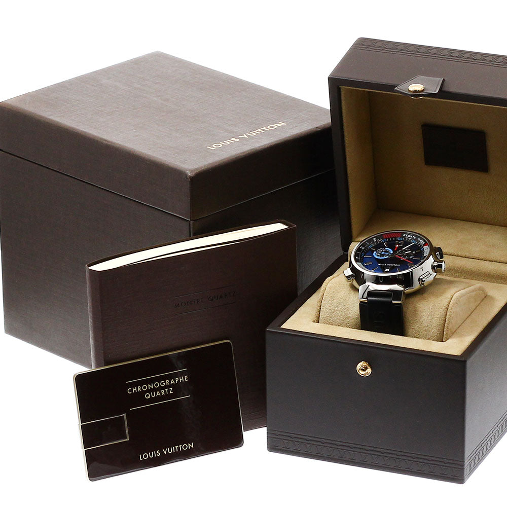 LOUIS VUITTON Q102D Tambour Regatta Chronograph Alarm Quartz Men's Watch with Box and Warranty Card