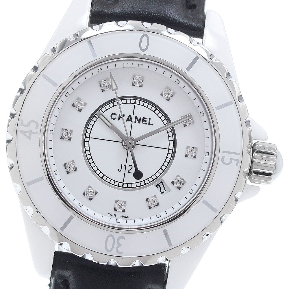 CHANEL H1628 J12 White Ceramic 12-Diamond Quartz Women's Watch