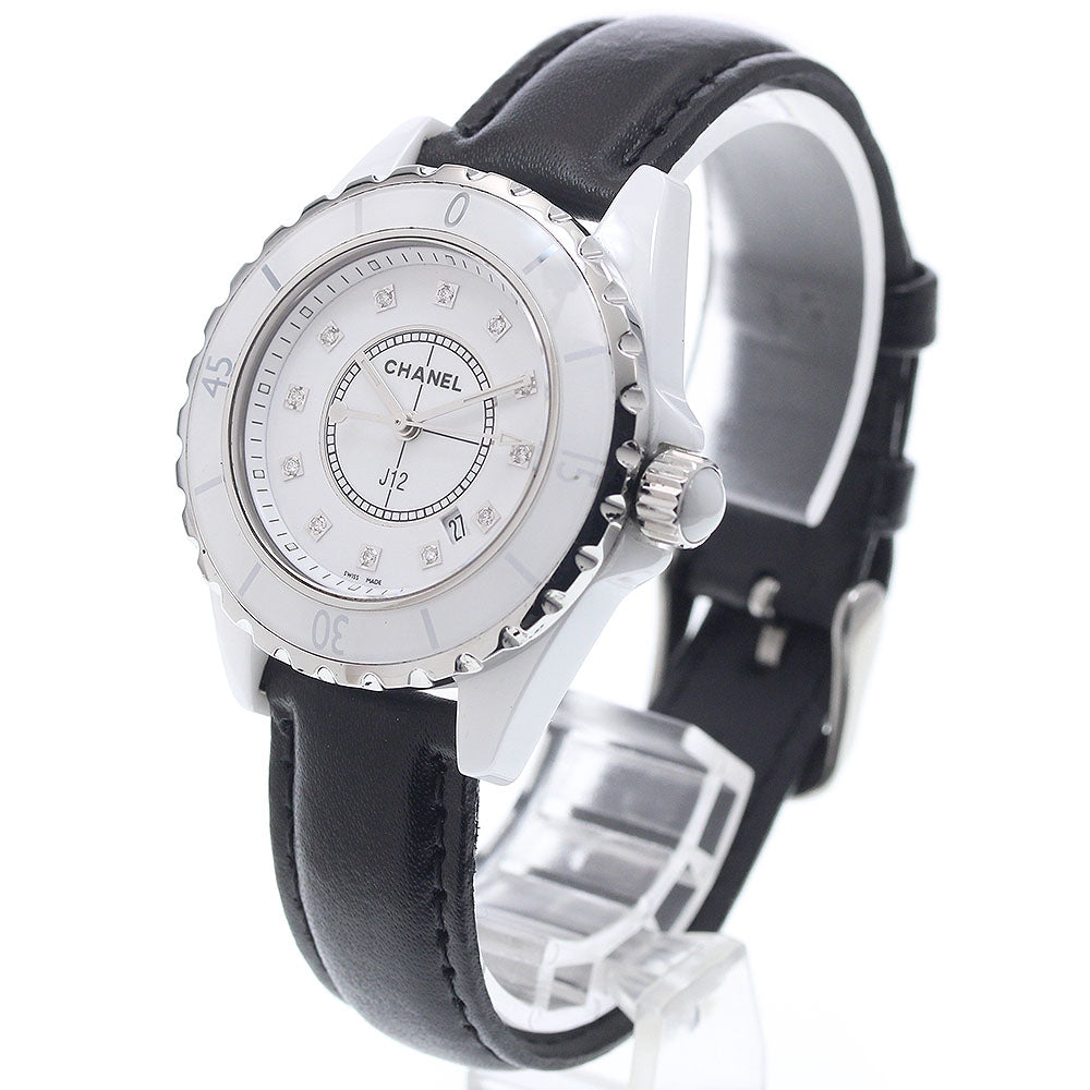 CHANEL H1628 J12 White Ceramic 12-Diamond Quartz Women's Watch