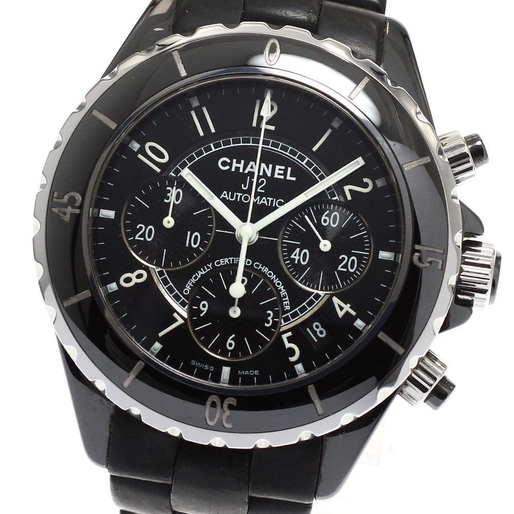 CHANEL H0939 J12 Black Ceramic Chronograph Automatic Men's Watch with Warranty Card