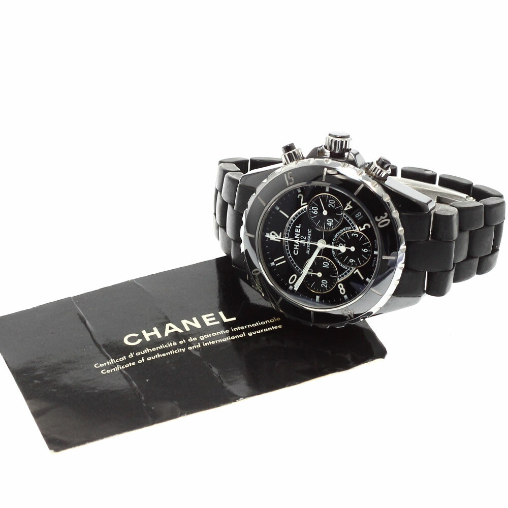CHANEL H0939 J12 Black Ceramic Chronograph Automatic Men's Watch with Warranty Card