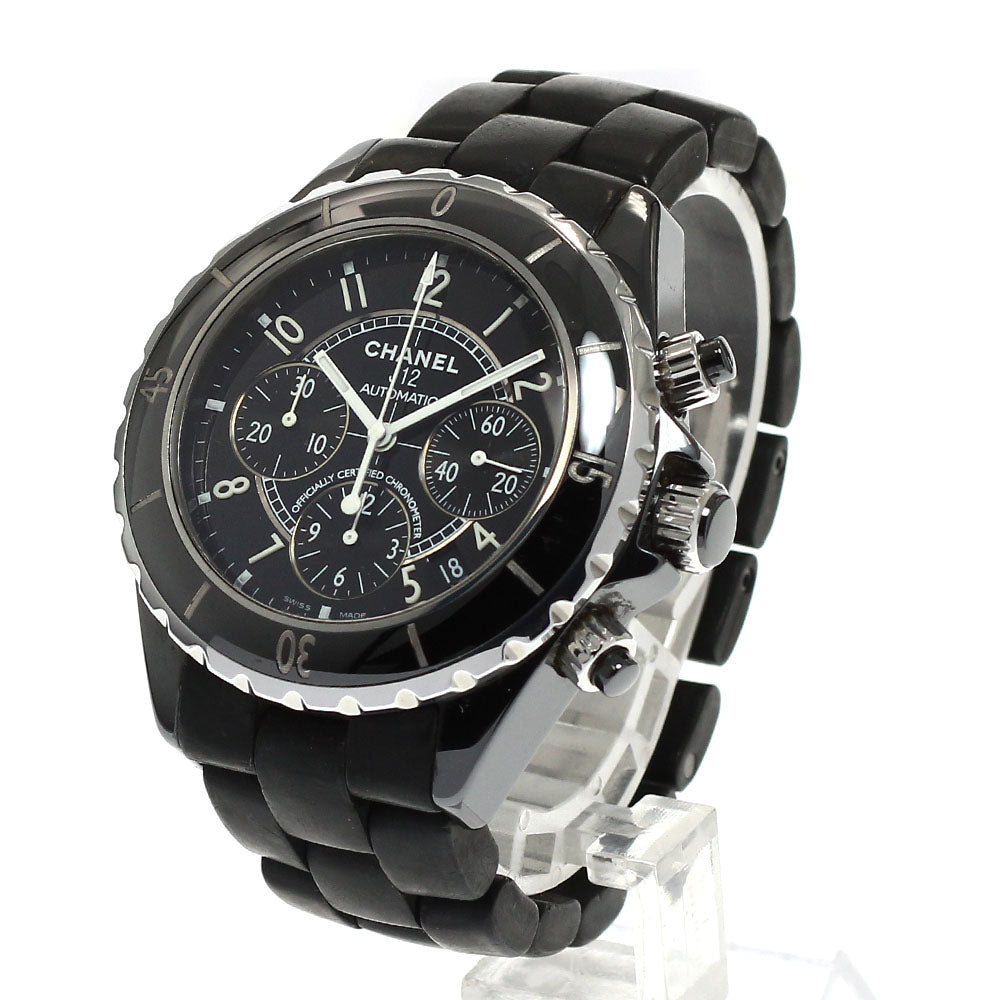 CHANEL H0939 J12 Black Ceramic Chronograph Automatic Men's Watch with Warranty Card