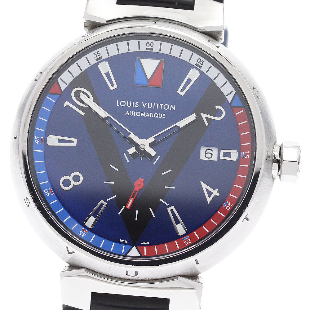 LOUIS VUITTON Q1D21 Tambour V-line Small Seconds Automatic Men's Watch with Box and Warranty Card