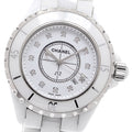 CHANEL H1628 J12 White Ceramic 12-Diamond Quartz Women's Watch with Warranty Card