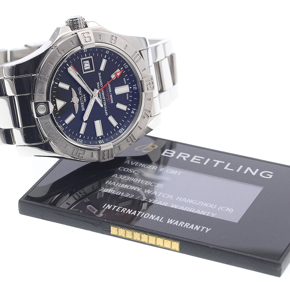 BREITLING A32390 Avenger II GMT Date Automatic Men's Watch with Warranty Card