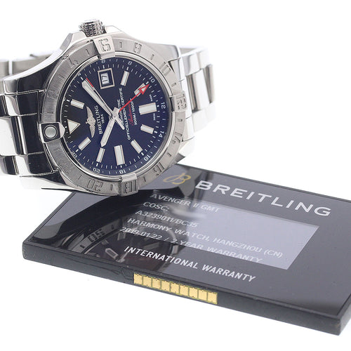 BREITLING A32390 Avenger II GMT Date Automatic Men's Watch with Warranty Card