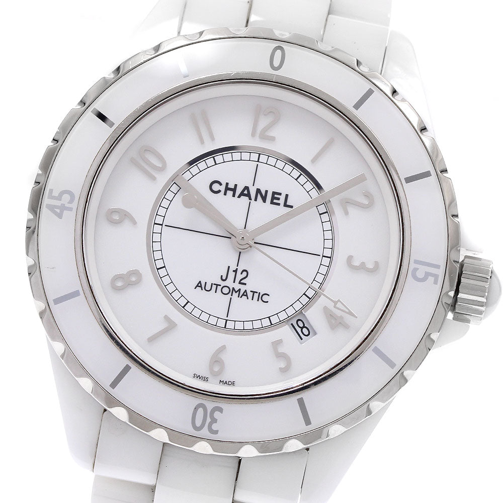 CHANEL H2981 J12 White Ceramic Automatic Men's Watch with Warranty Card