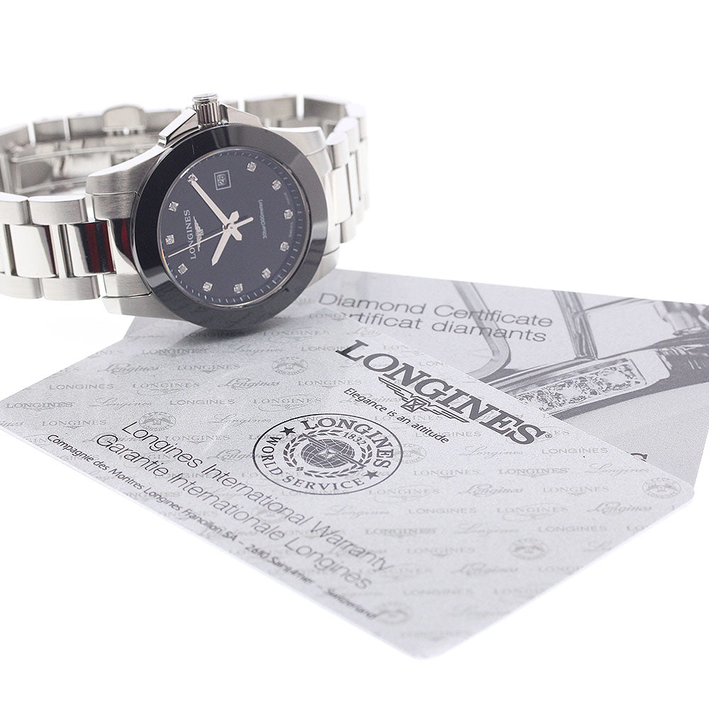 LONGINES L3.257.4 Conquest 11-Diamond Date Quartz Ladies Watch Excellent Condition with Warranty.