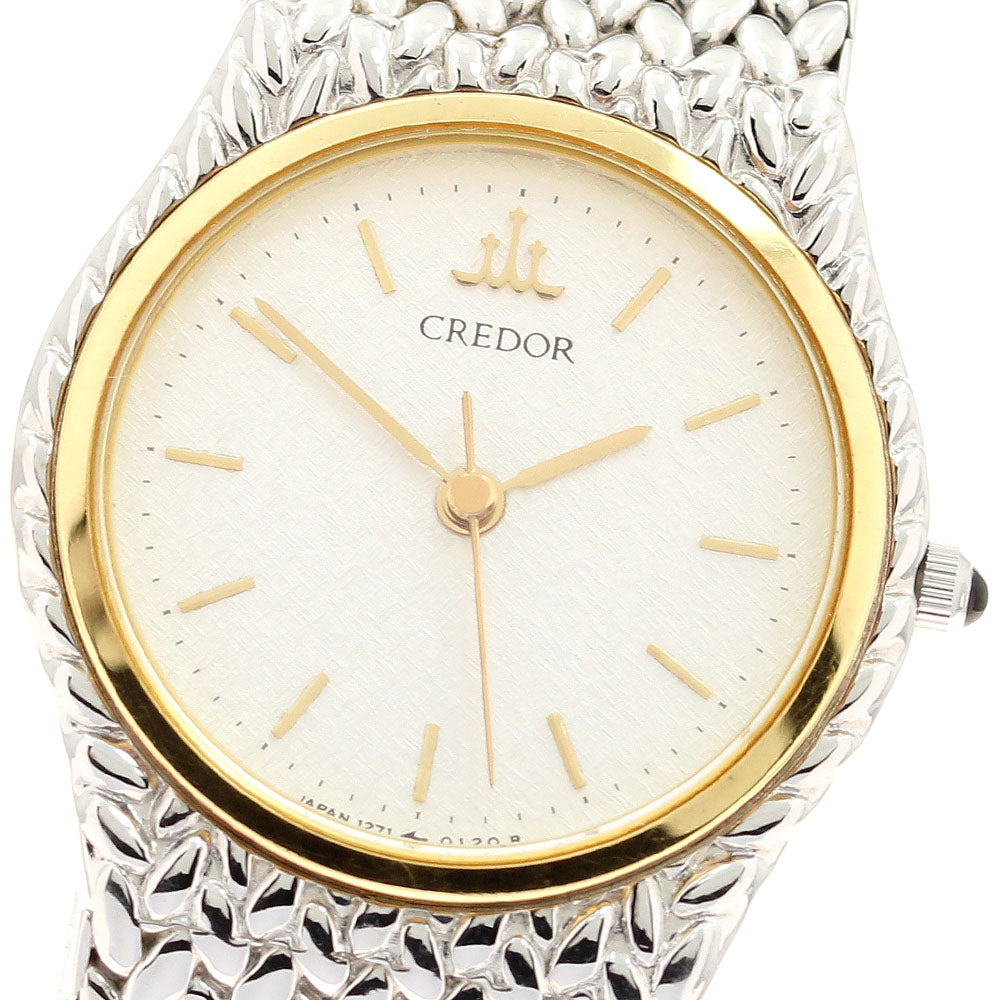 SEIKO 1271-0060 Credor YG Bezel Quartz Ladies Watch