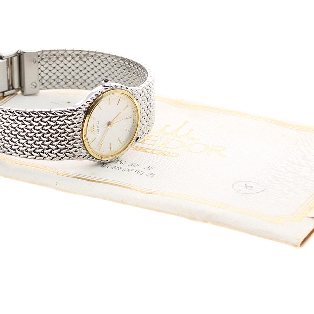 SEIKO 1271-0060 Credor YG Bezel Quartz Ladies Watch