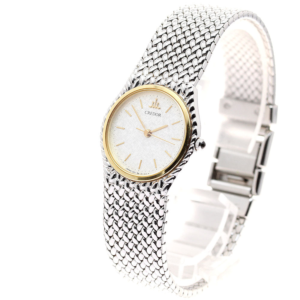 SEIKO 1271-0060 Credor YG Bezel Quartz Ladies Watch