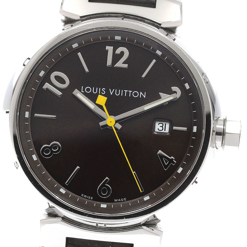 LOUIS VUITTON Q1111 Tambour Date Quartz Men's Watch with Warranty