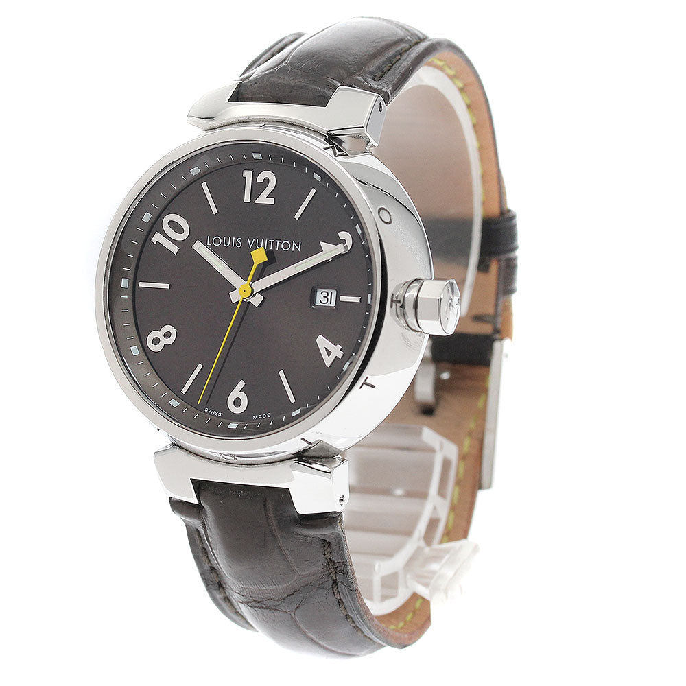 LOUIS VUITTON Q1111 Tambour Date Quartz Men's Watch with Warranty