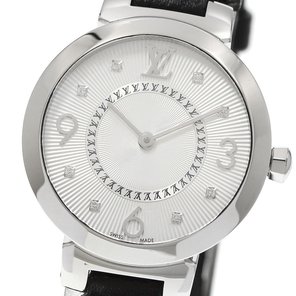LOUIS VUITTON Q12MG Tambour Slim 8P Diamond Quartz Women's Watch Excellent Condition with Box and Warranty Card