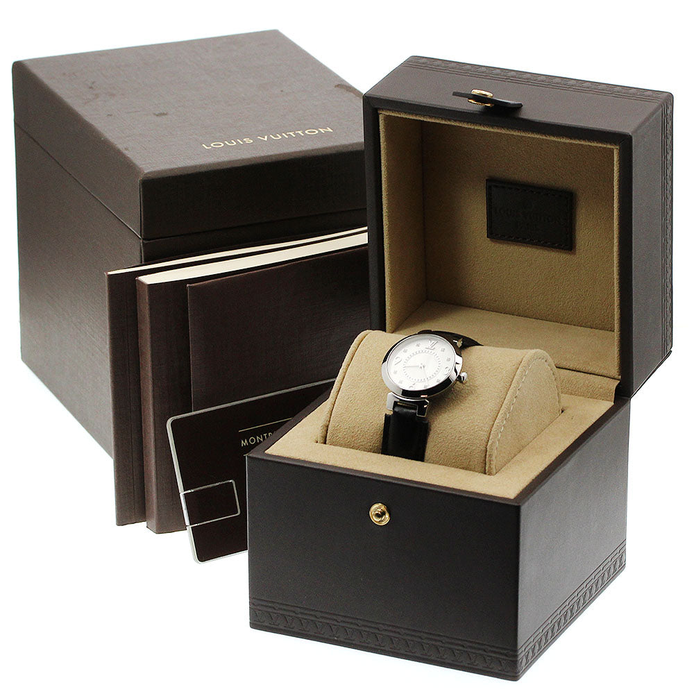 LOUIS VUITTON Q12MG Tambour Slim 8P Diamond Quartz Women's Watch Excellent Condition with Box and Warranty Card