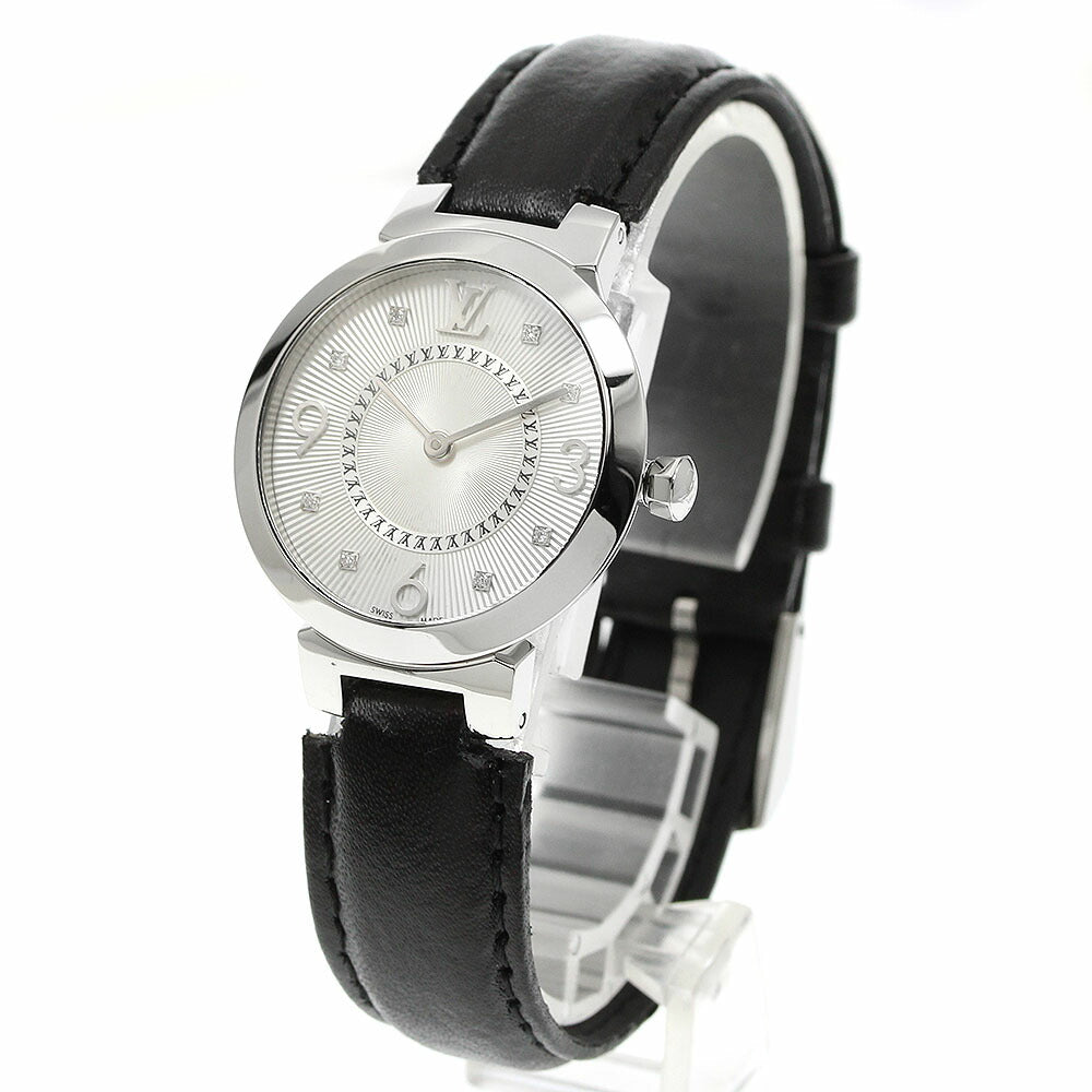 LOUIS VUITTON Q12MG Tambour Slim 8P Diamond Quartz Women's Watch Excellent Condition with Box and Warranty Card