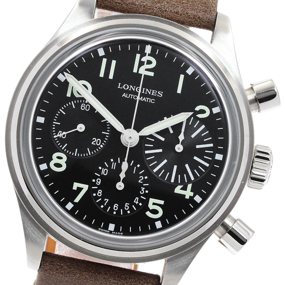 LONGINES L2.816.4 Avigation Big Eye Chronograph Automatic Men's Watch Excellent Condition with Box and Warranty Card
