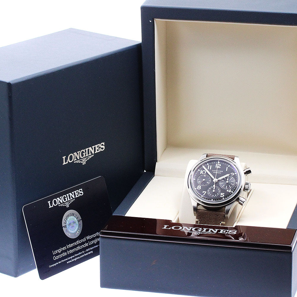 LONGINES L2.816.4 Avigation Big Eye Chronograph Automatic Men's Watch Excellent Condition with Box and Warranty Card