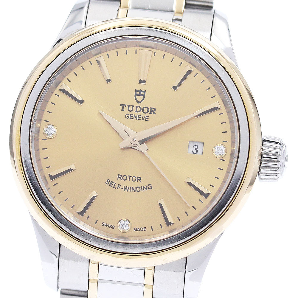 TUDOR 12103 Style 3P Diamond Yellow Gold Combination Automatic Women's Watch with Warranty